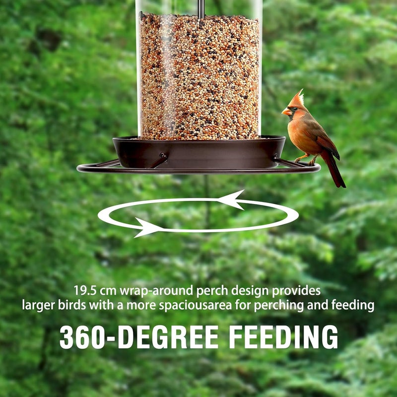 Youvip Metal Bird Feeder for Outdoors Hanging,3.0LB Seed Feeder,Easy to Fill & Clean,360° Feeding,Weatherproof Roof for Gardens and Wild Birds,Brown - Image 3